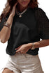 Pointelle Lace Half Sleeve Crew Neck Tee